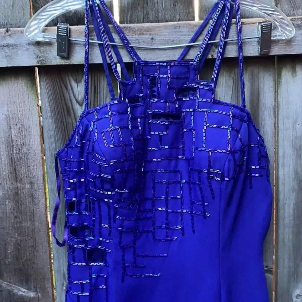 Cobalt blue sequins dress sz. M